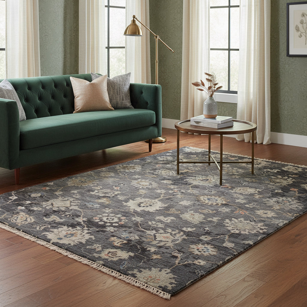 Transitional rug, 6' x 9'.