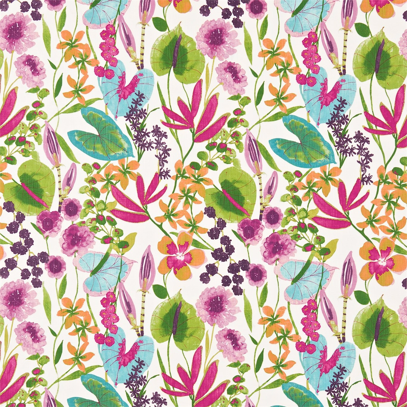 HARLEQUIN Nalina Fabric Contemporary, Floral Flamingo,Papaya,Loganberry   - HAMA120331