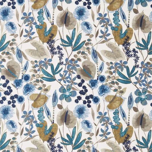 HARLEQUIN Nalina Fabric Contemporary, Floral Indigo,Mustard,Stone   - HAMA120333
