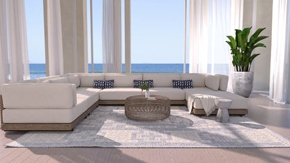 Beige area rug, 4' x 6'.