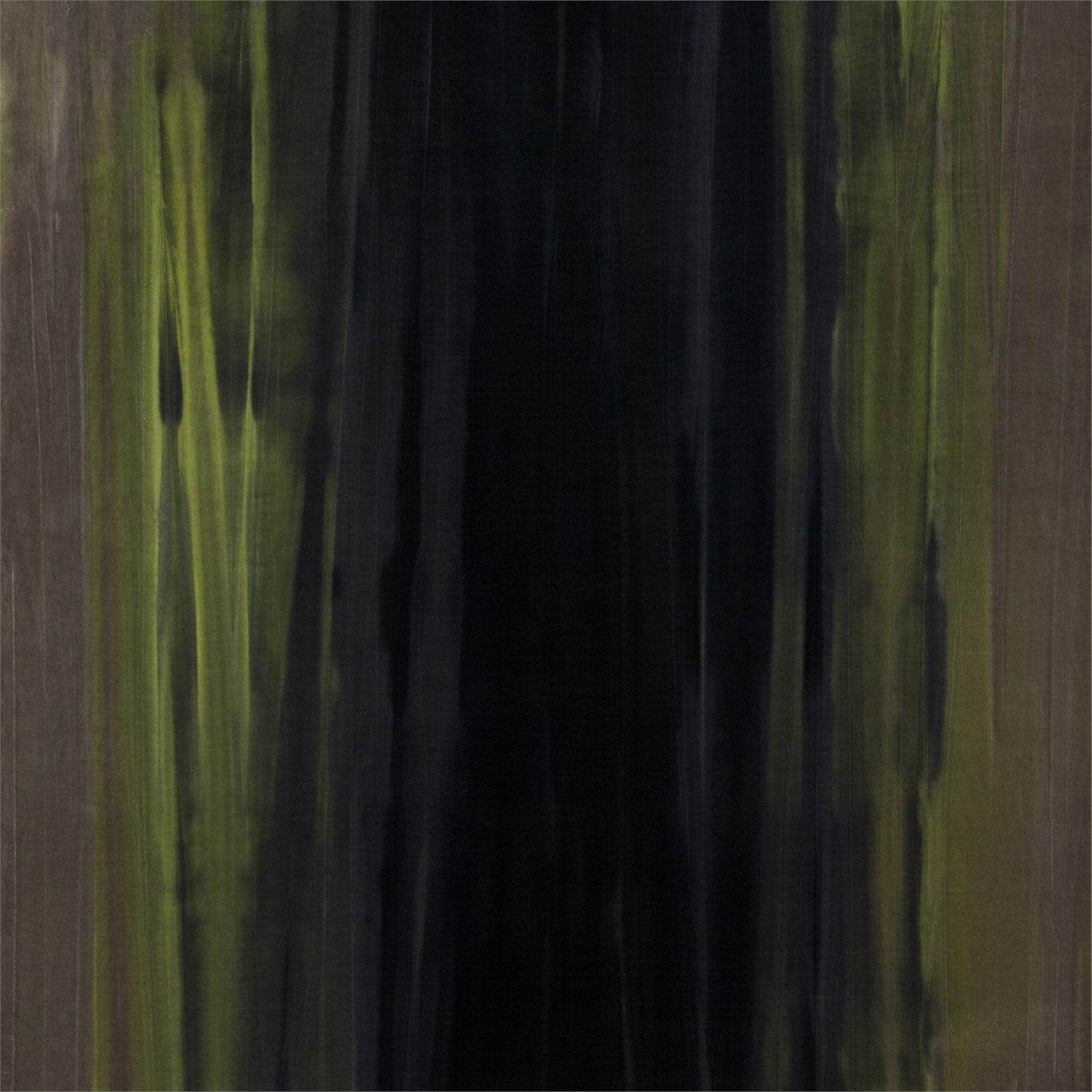 Velvet fabric with an abstract pattern: stone background, olive-green streaks and brown edges; moody, modern look.