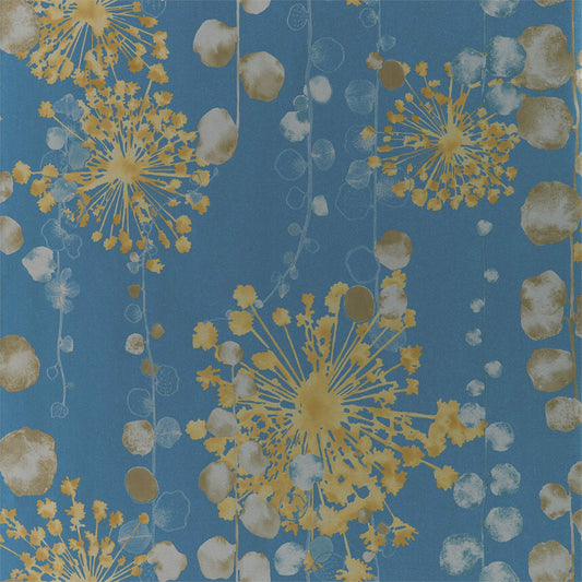 HARLEQUIN Moku Wallpaper Contemporary, Floral Indigo,Pebble  Gravure Printed Wallpaper - HANZ111651
