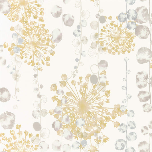 HARLEQUIN Moku Wallpaper Contemporary, Floral Ochre,Seaspray  Gravure Printed Wallpaper - HANZ111652