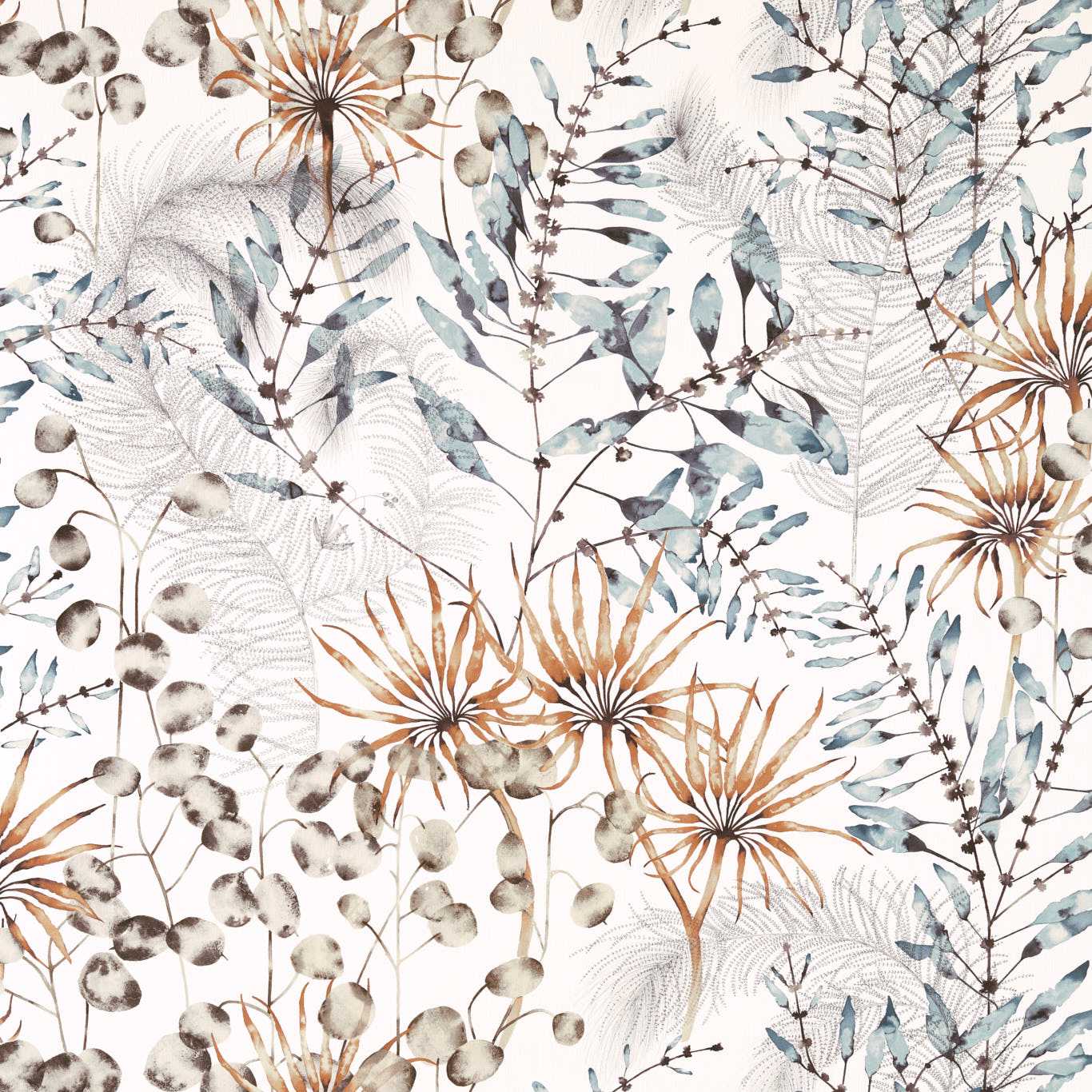 HARLEQUIN Postelia Fabric Leaves , Trees Amber,Slate   - HANZ120595