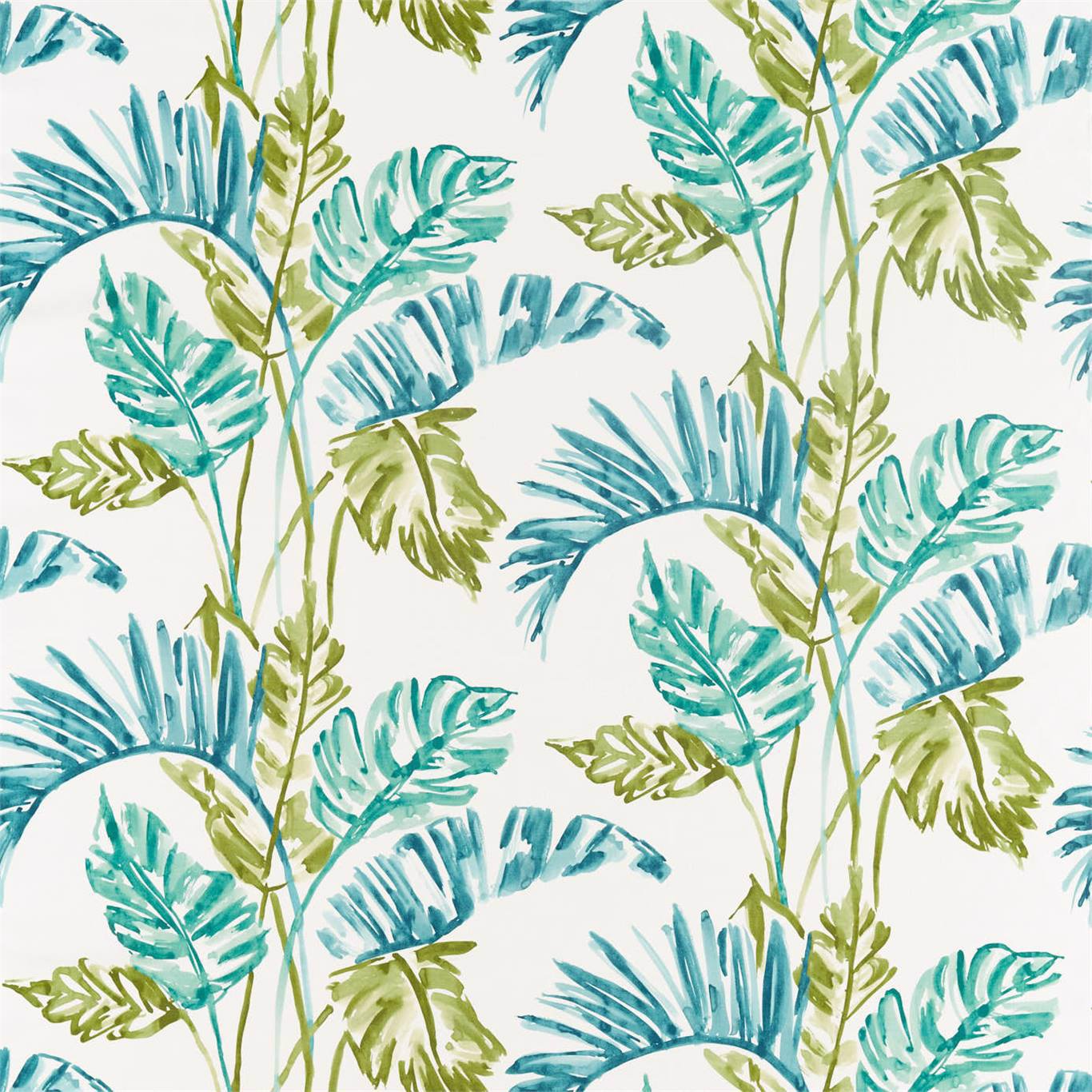 HARLEQUIN Toshiko Fabric Leaves , Trees Emerald , Zest , Marine   - HATL120790