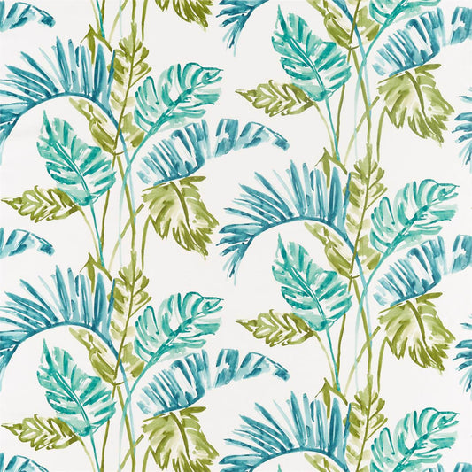 HARLEQUIN Toshiko Fabric Leaves , Trees Emerald , Zest , Marine   - HATL120790