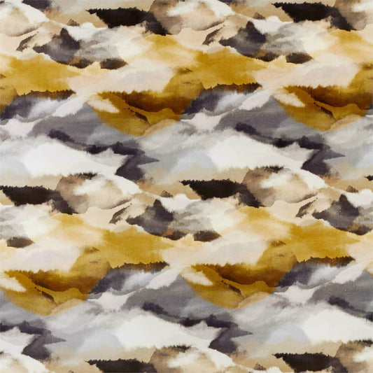 HARLEQUIN Minako Fabric Abstract , Graphic Gold , Charcoal   - HATL120801