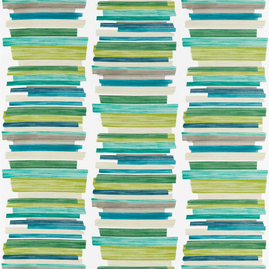 HARLEQUIN Calcine Fabric Stripes Emerald , Zest , Marine   - HATL120805