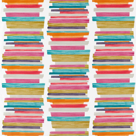 HARLEQUIN Calcine Fabric Stripes Teal , Fuchsia , Mandarin   - HATL120807