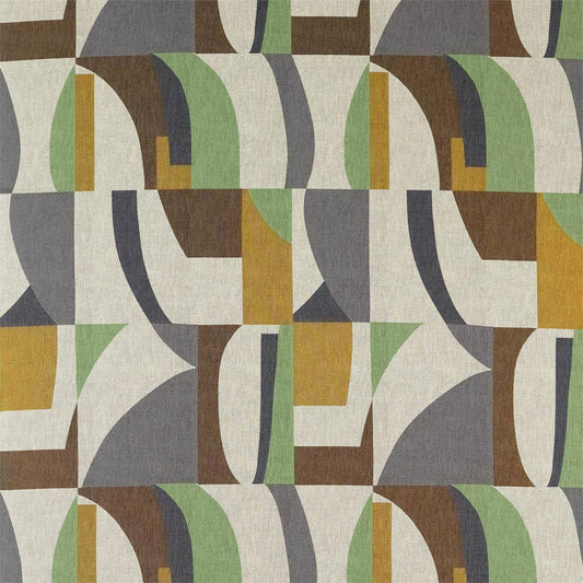 HARLEQUIN Bodega Fabric Geometric Saffron,Charcoal,Wasabi   - HATL132870