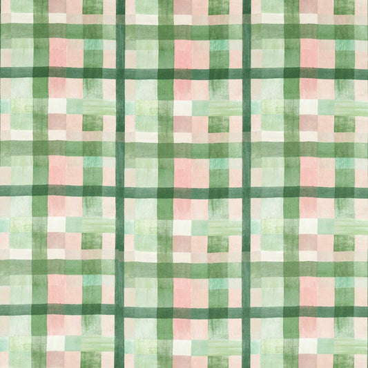 HARLEQUIN Ertha Fabric Checks Positano,Clover,Fig Leaf   - HC4F121160