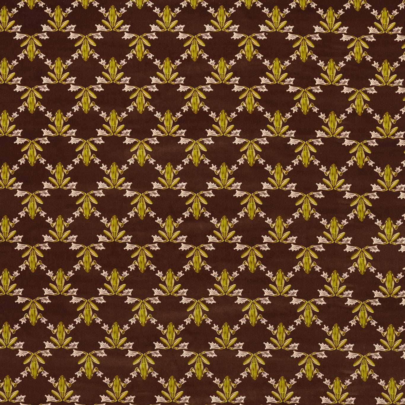 HARLEQUIN Wood Frog Fabric Animals Chocolate,Pistachio   - HC4F121162