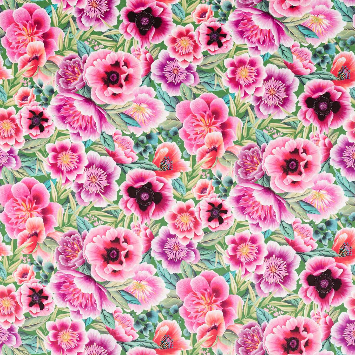 HARLEQUIN Marsha Fabric Contemporary, Floral Apple,Peony,Magenta   - HDHP121107