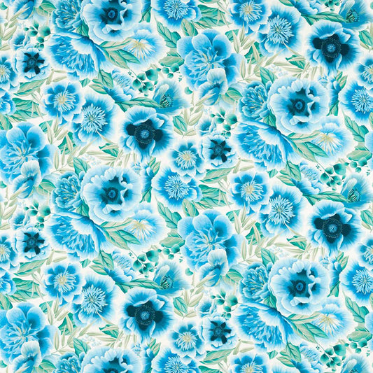 HARLEQUIN Marsha Fabric Contemporary, Floral Delft,Lagoon,Porcelain   - HDHP121109