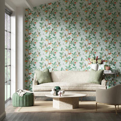 Harlequin Diane Hill “Ella” HDHW112908 wallpaper — painterly chinoiserie motif with birds, branches, and foliage on a soft background; paste‑the‑wall, washable finish