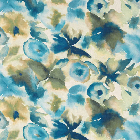 HARLEQUIN Flores Fabric Contemporary, Floral Sky,Emerald,Zest   - HETH120574