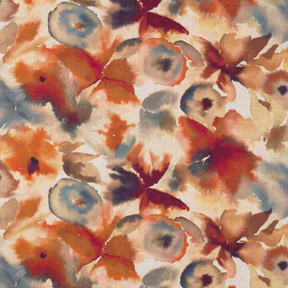 HARLEQUIN Flores Fabric Contemporary, Floral Rust,Ruby,Nordic Blue   - HETH120576