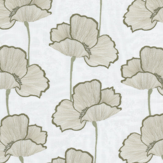 STOUT TEXTILES  DRAPERY,EMBROIDERIES TRANSITIONAL,, FLORAL OLIVE   - HEYW-2