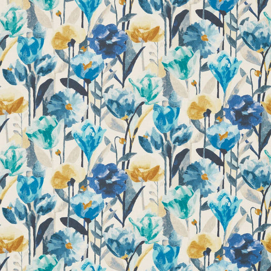 HARLEQUIN Verdaccio Fabric Contemporary, Floral Mustard,Marine,Steel   - HFAU120520