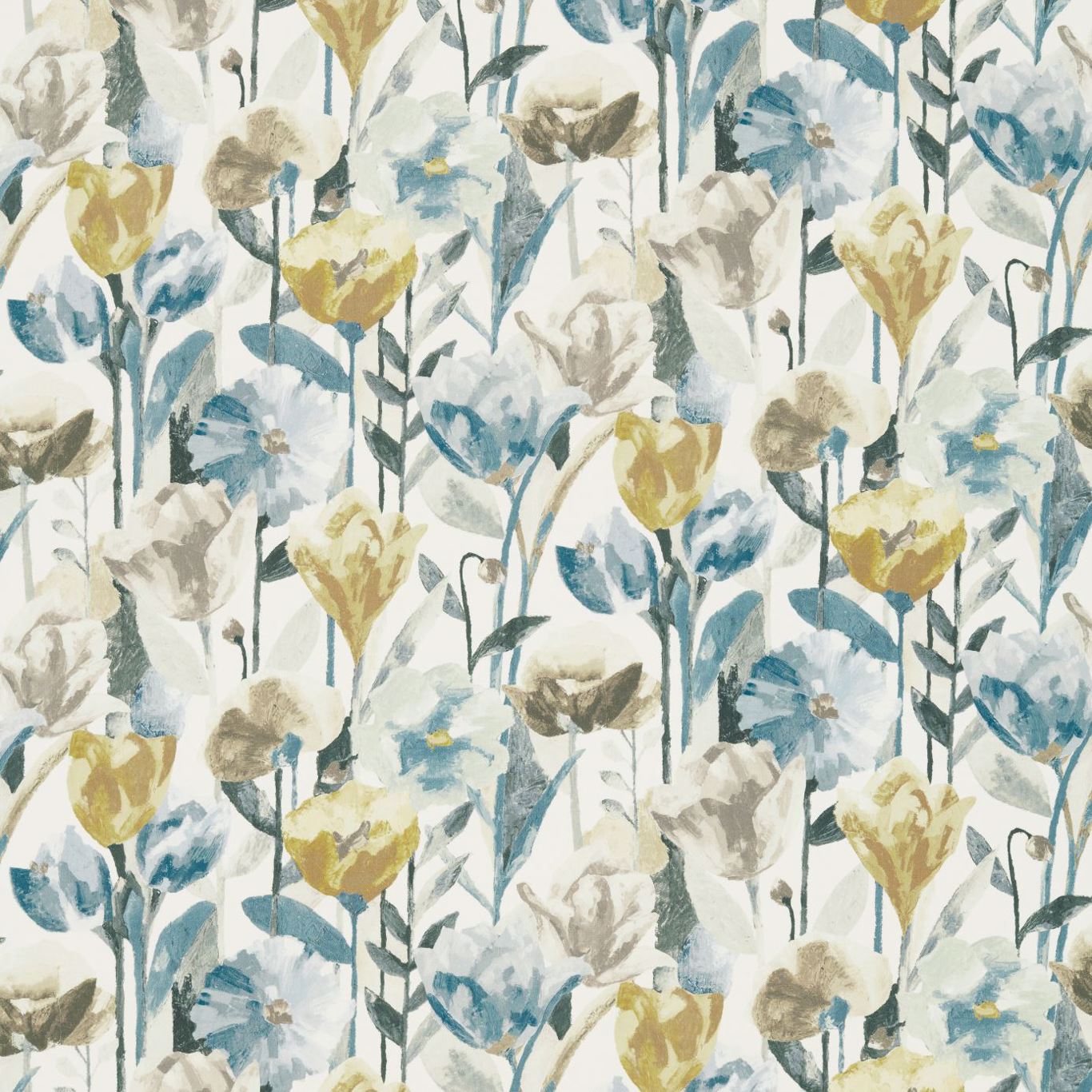HARLEQUIN Verdaccio Fabric Contemporary, Floral Mustard,Maize,Seal   - HFAU120522