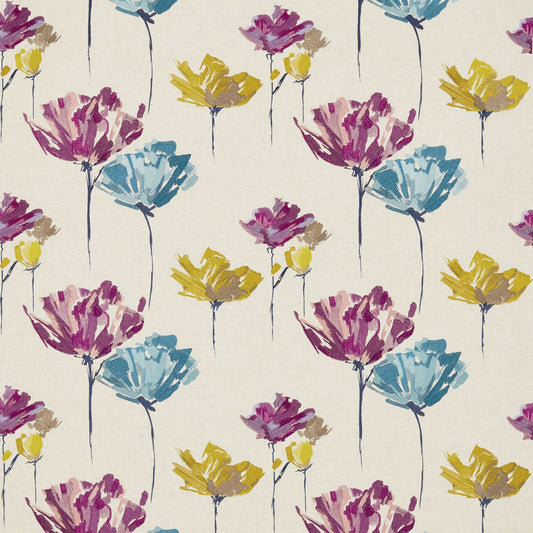 HARLEQUIN Pennello Fabric Contemporary, Floral Damson,Lime,Denim   - HFAU131843