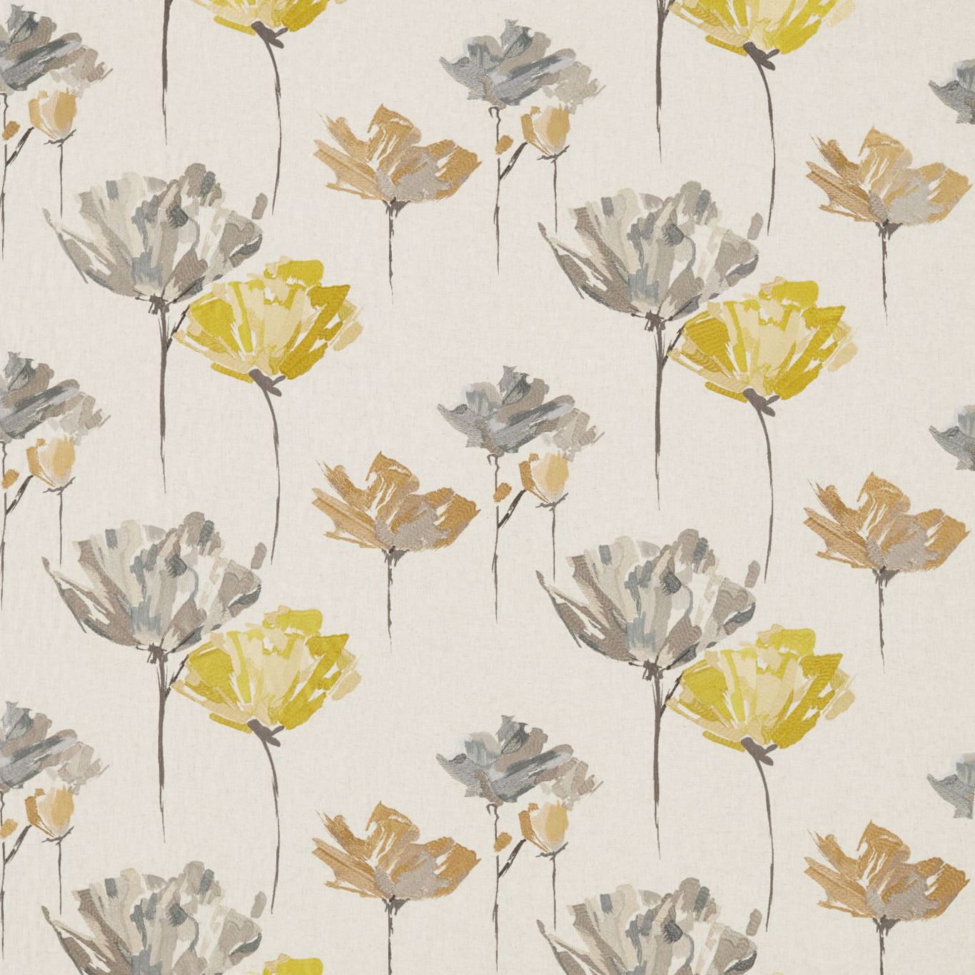 HARLEQUIN OUTLET Pennello Fabric Contemporary Floral Zest,Pewter,Jute   - HFAU131845