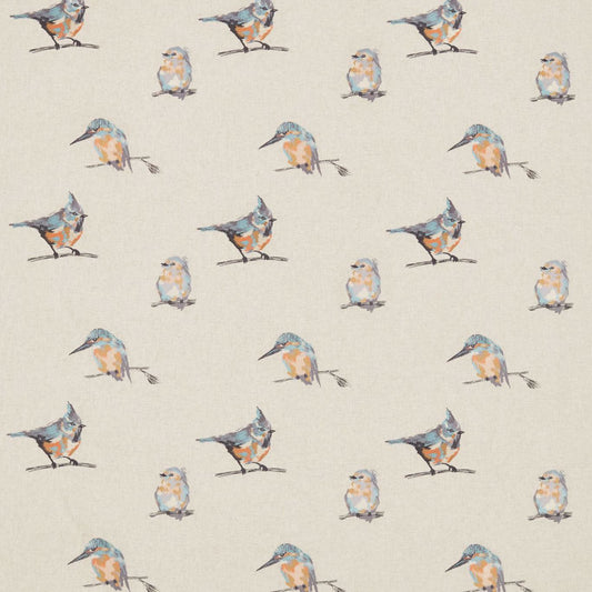 HARLEQUIN OUTLET Persico Embroidery Fabric Birds Blush,Slate,Sky   - HFAU131847