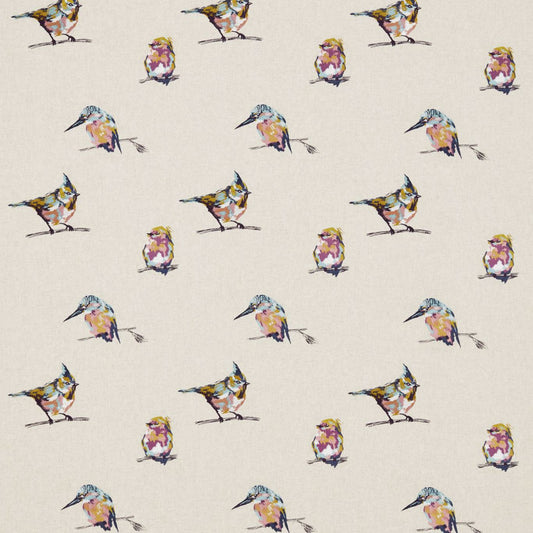 HARLEQUIN OUTLET Persico Embroidery Fabric Birds Damson,Lime,Plum   - HFAU131848