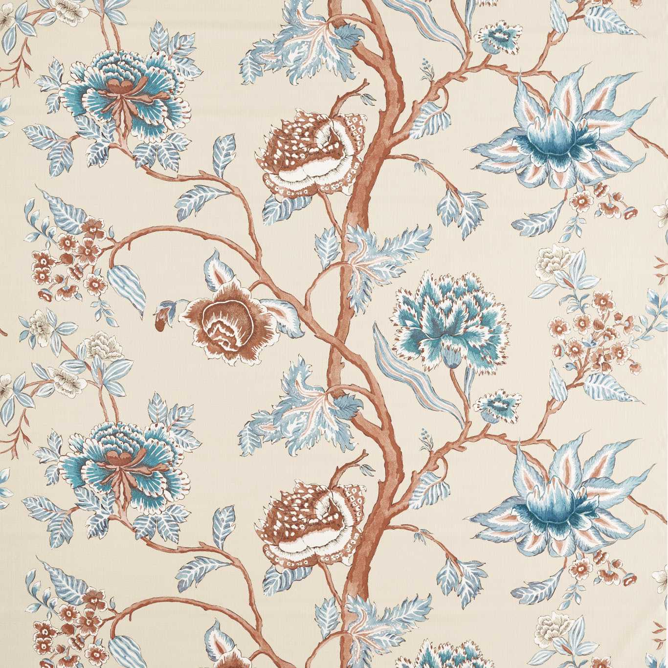 HARLEQUIN Indienne Printed Fabric  Terracotta,Azul   - HFUF121343