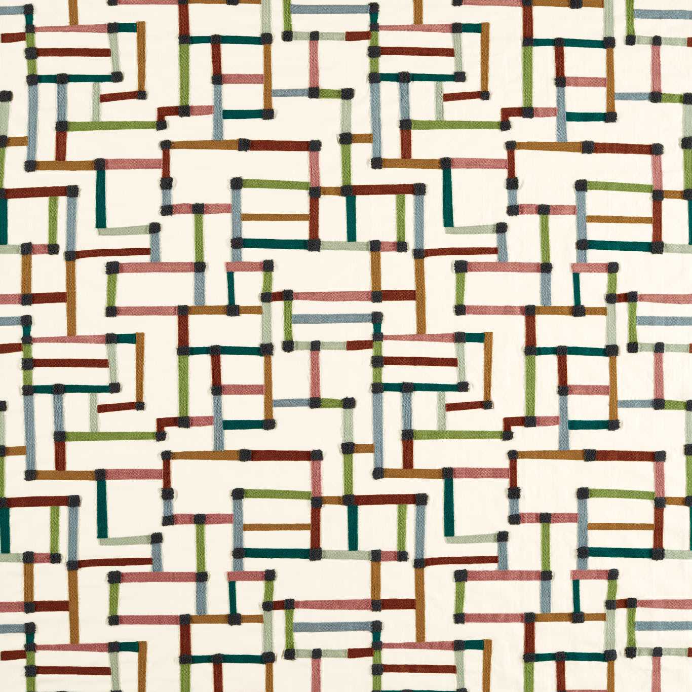 HARLEQUIN Lineas Embroidery   Forest,Azul,Blush   - HFUF134787