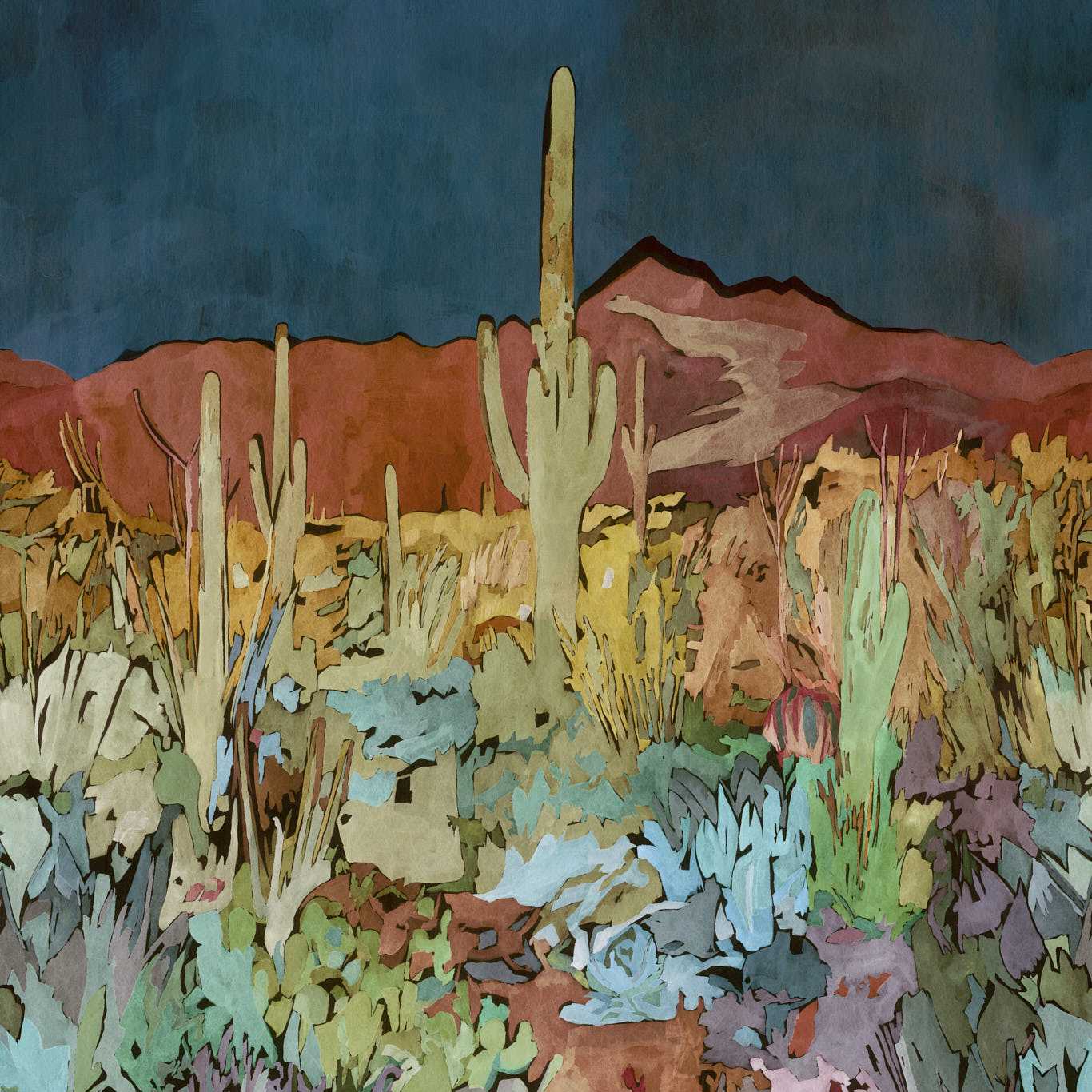 HARLEQUIN Saltillo WW Non Woven Wallpaper  Midnight,Burnt Umber,Azure   - HFUP113370