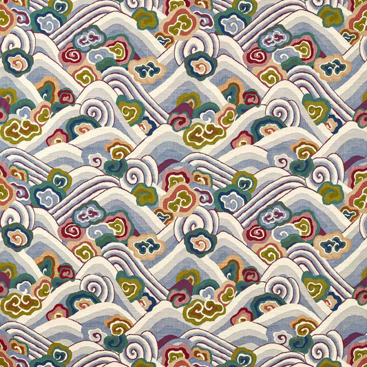 HARLEQUIN Kanagawa Woven Fabric  Indigo,Maroon   - HFUW134769