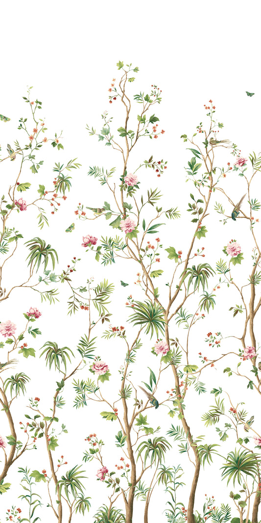 Harry & Grace Harry & Grace Peel and Stick Blooming Chinoiserie Mural Botanical Transitional Multicolored Satin Sidewall - HG12404M