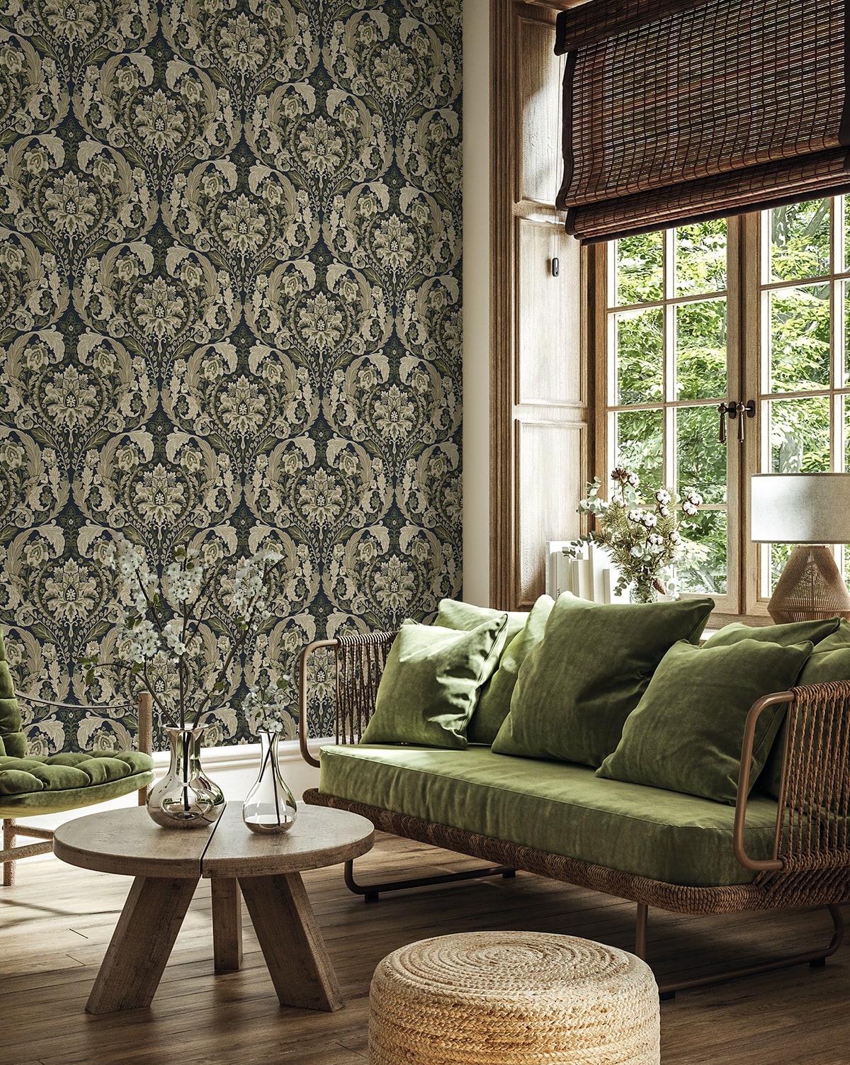 Harry & Grace  Thornton Vintage Damask Damask Traditional Blue   - HG12902