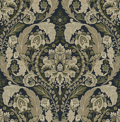 Harry & Grace  Thornton Vintage Damask Damask Traditional Blue   - HG12902