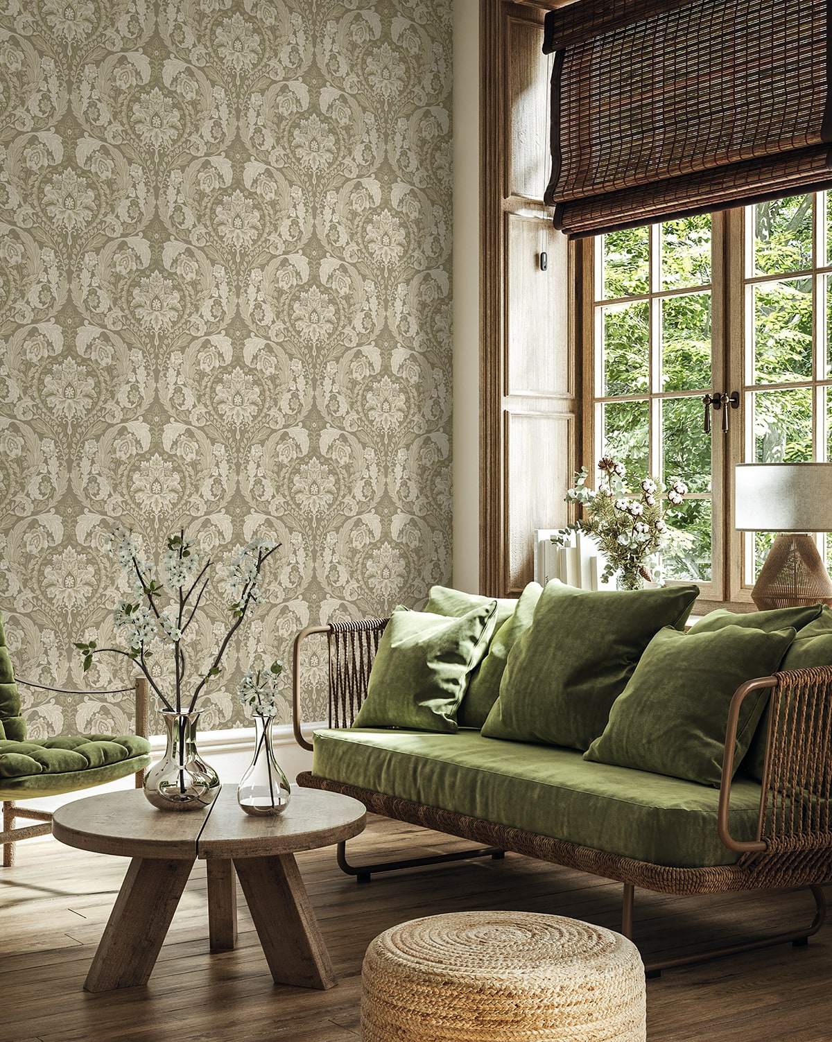 Harry & Grace  Thornton Vintage Damask Damask Traditional Beige   - HG12905