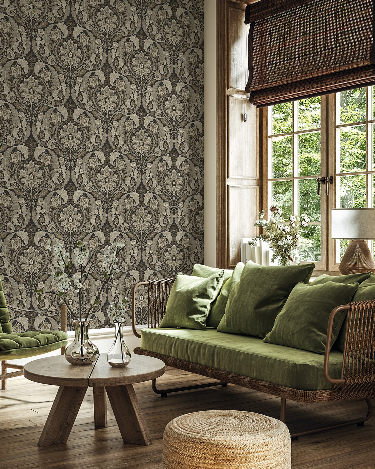 Harry & Grace  Thornton Vintage Damask Damask Traditional Grey   - HG12907