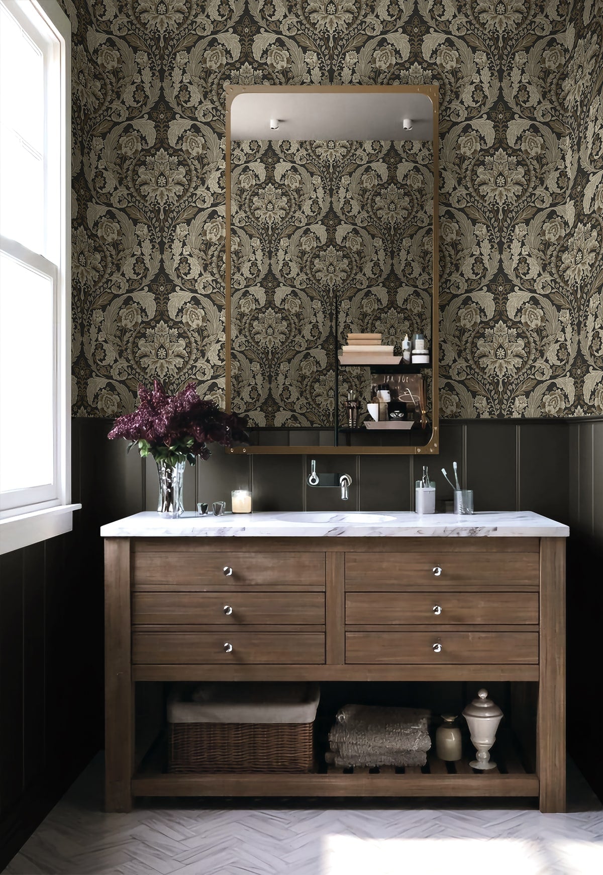 Harry & Grace  Thornton Vintage Damask Damask Traditional Grey   - HG12907