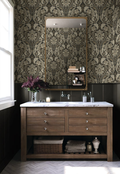 Harry & Grace  Thornton Vintage Damask Damask Traditional Grey   - HG12907