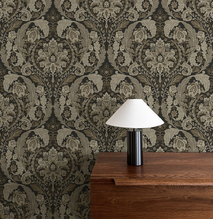 Harry & Grace  Thornton Vintage Damask Damask Traditional Grey   - HG12907