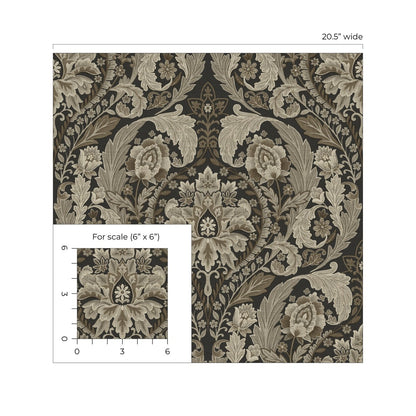 Harry & Grace  Thornton Vintage Damask Damask Traditional Grey   - HG12907