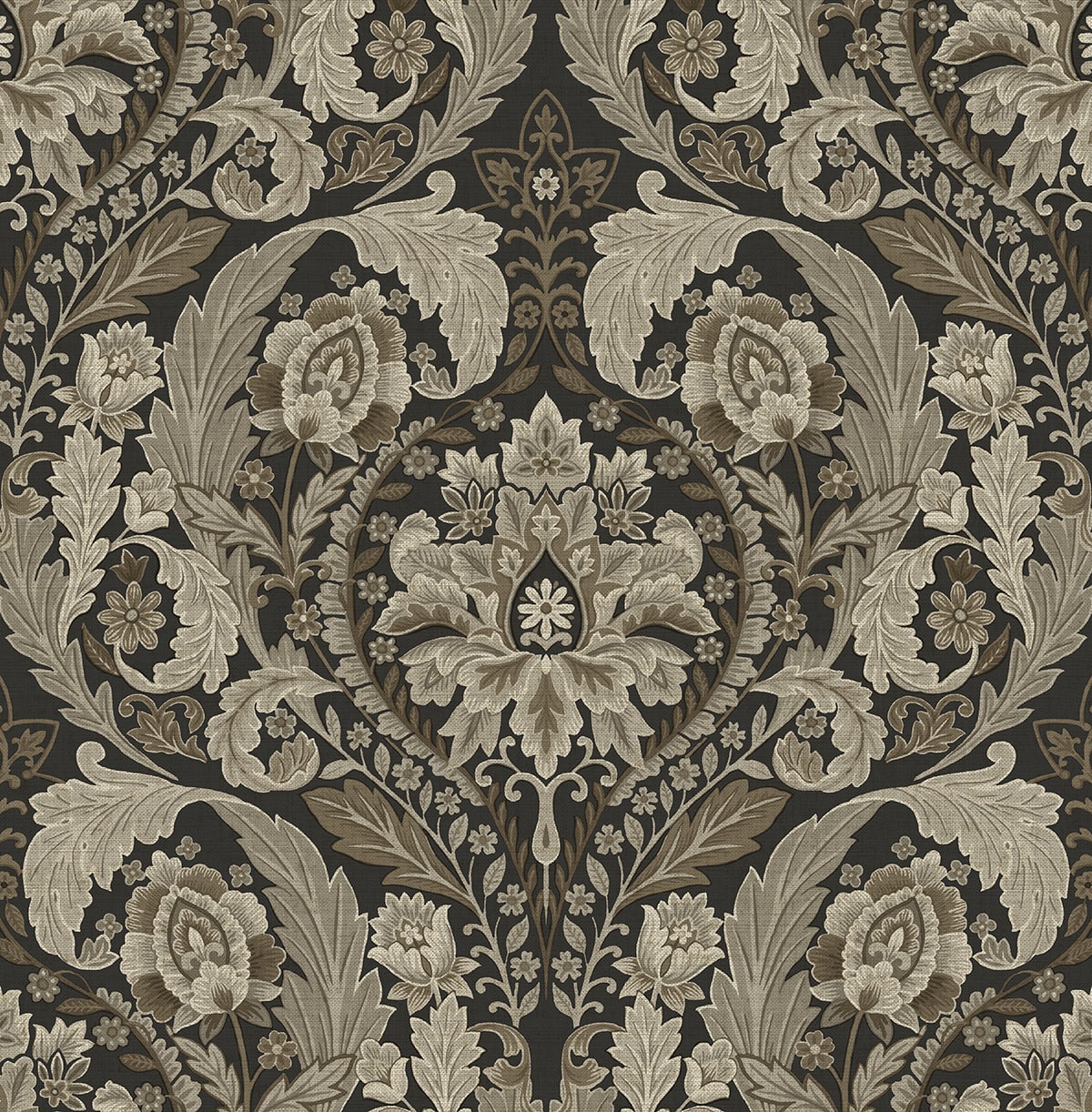 Harry & Grace  Thornton Vintage Damask Damask Traditional Grey   - HG12907