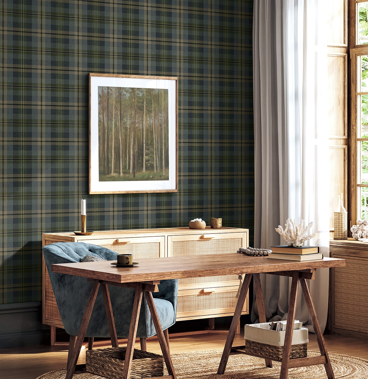 Harry & Grace  Thornbury Tailored Plaid Plaid Traditional Blue   - HG13102