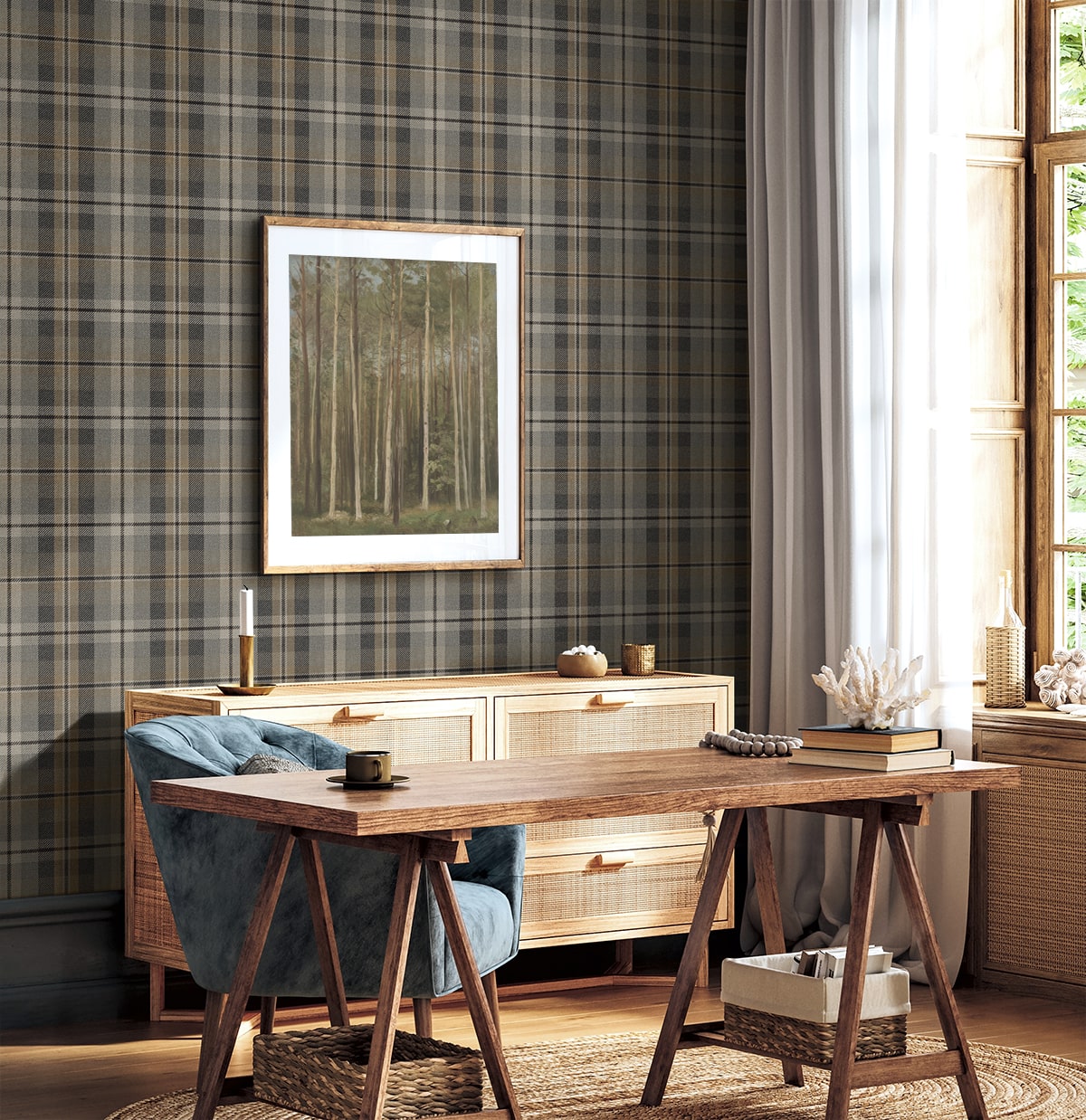 Harry & Grace  Thornbury Tailored Plaid Plaid Traditional Grey   - HG13107