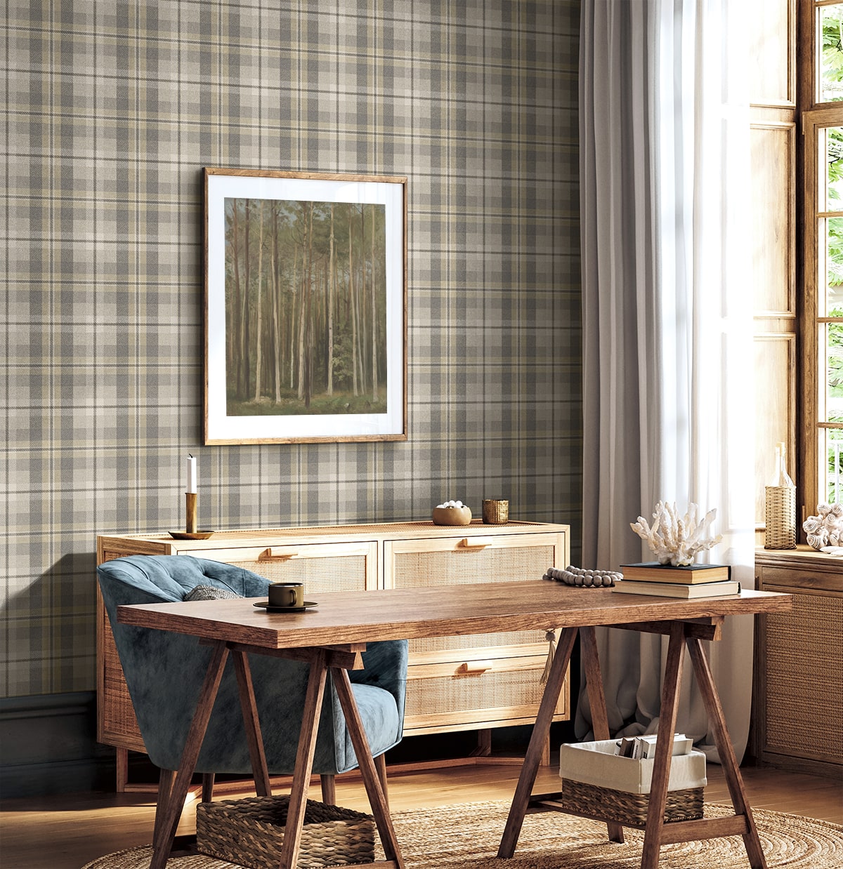 Harry & Grace  Thornbury Tailored Plaid Plaid Traditional Grey   - HG13108