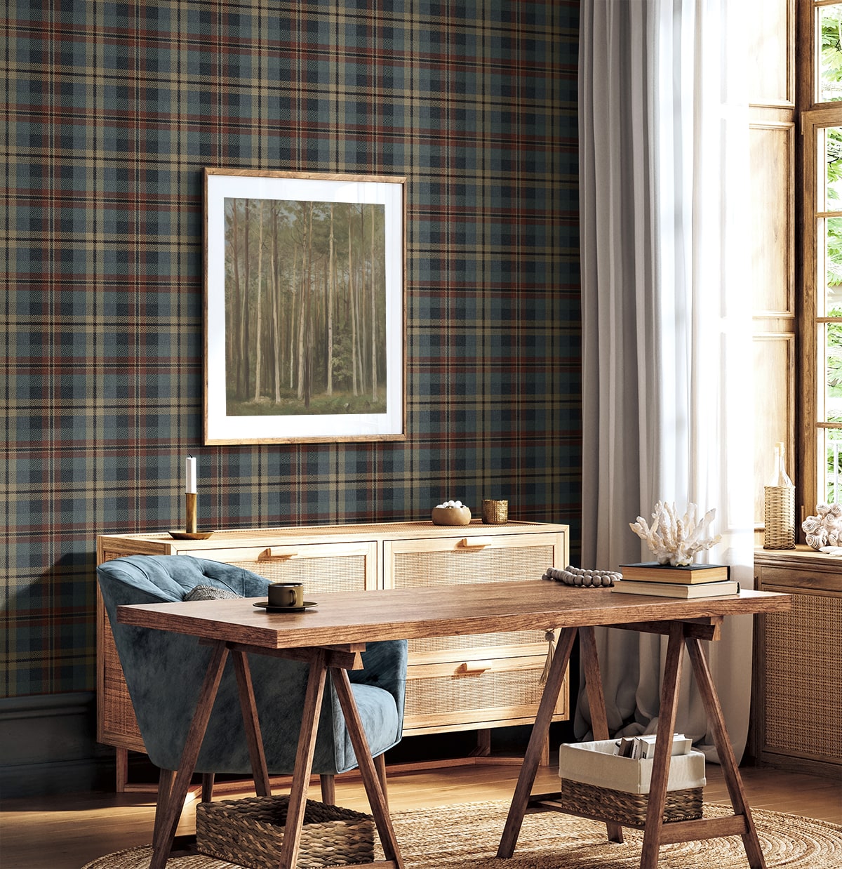 Harry & Grace  Thornbury Tailored Plaid Plaid Traditional Multicolored   - HG13111