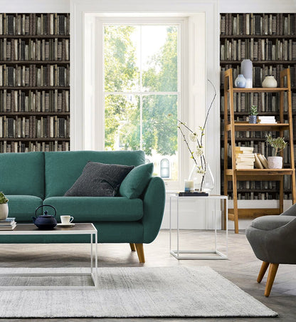 Harry & Grace  Faux Bookshelves Illustration Eclectic Brown   - HG13200