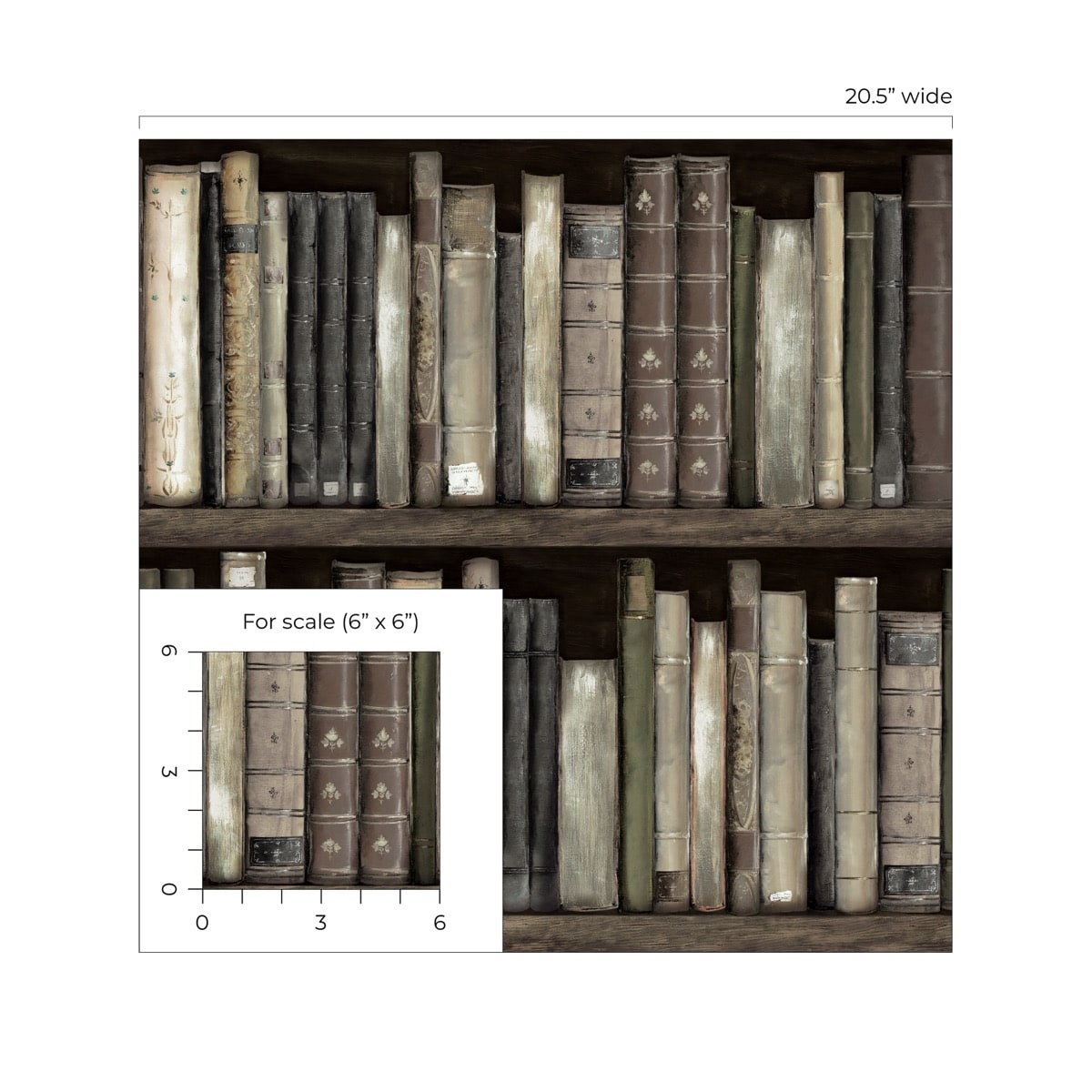 Harry & Grace  Faux Bookshelves Illustration Eclectic Brown   - HG13200
