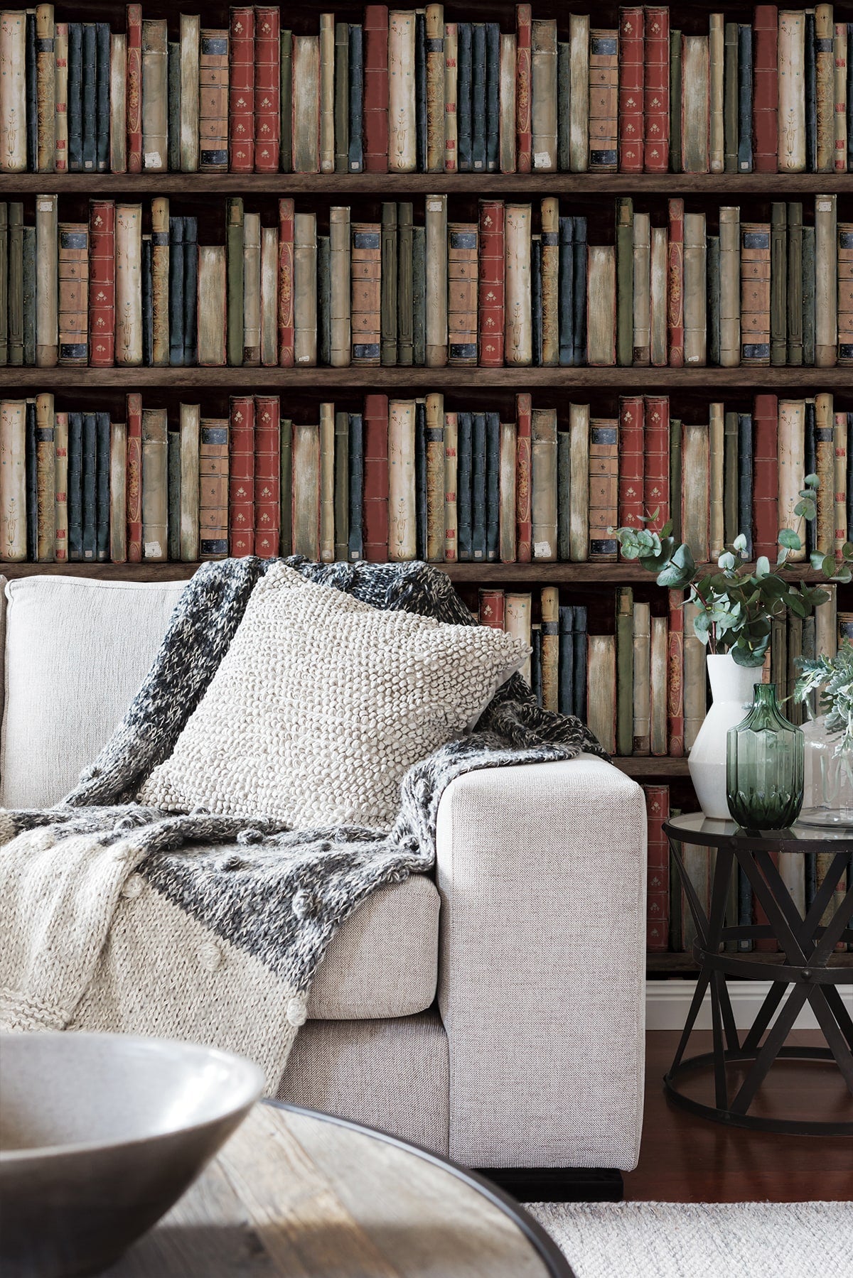 Harry & Grace  Faux Bookshelves Illustration Eclectic Multicolored   - HG13205