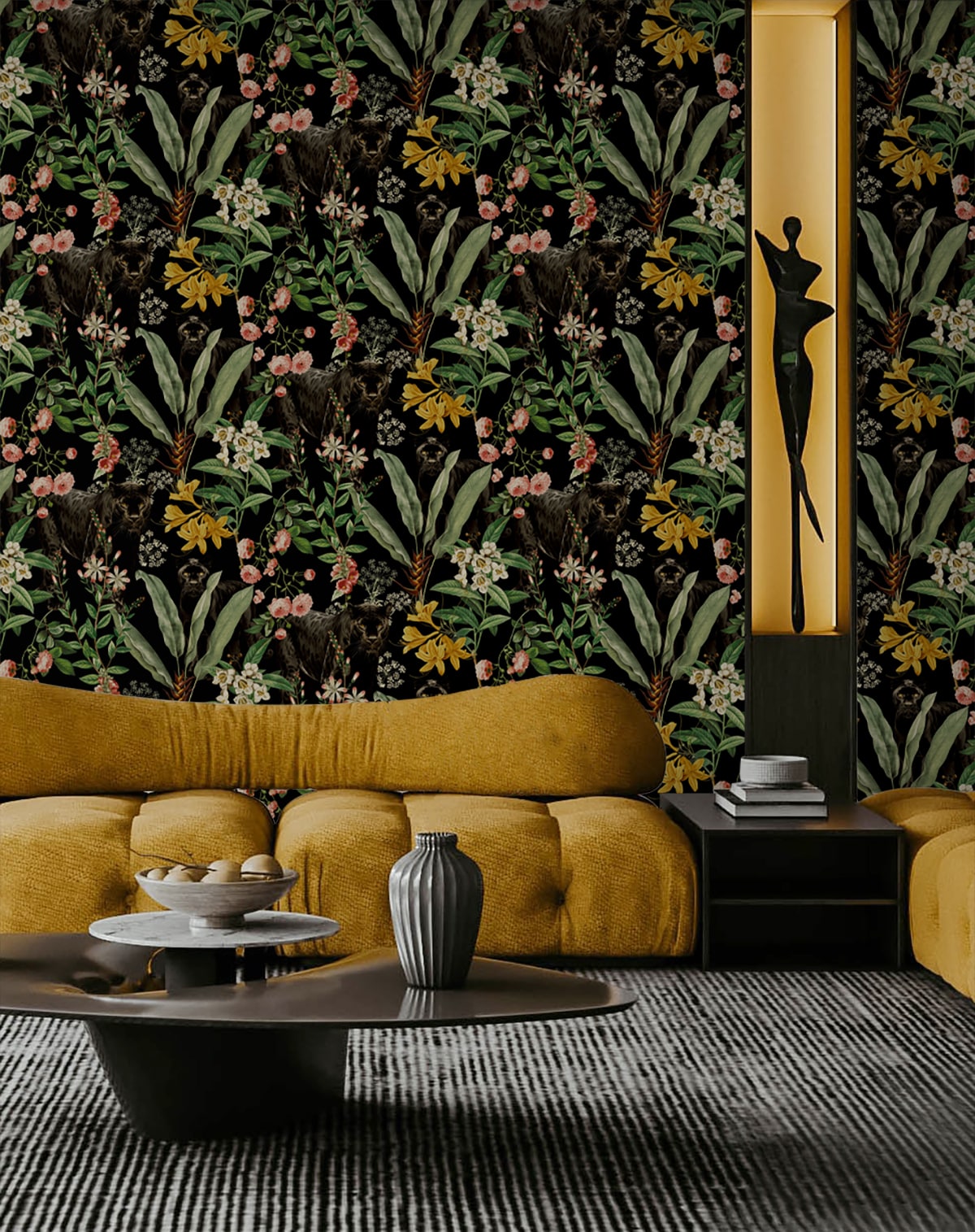 Harry & Grace  Panther Jungle Animal Print Contemporary Black   - HG13900